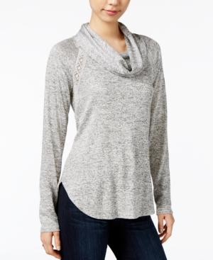 Maison Jules Lace-inset Cowl-neck Sweatshirt, Created For Macy's