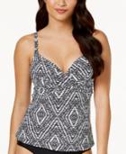 Island Escape Diamond Bay Printed Underwire Push-up Tankini Top Women's Swimsuit