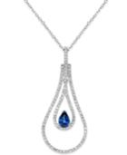 Sapphire (3/8 Ct. T.w.) And Diamond (3/8 Ct. T.w) Pendant Necklace In 14k White Gold
