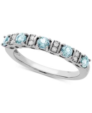 Love Rocks Bridal Aquamarine (1/2 Ct. T.w) & Diamond Accent Band In 14k White Gold
