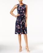 Charter Club Petite Printed Belted Fit & Flare Dress, Only At Macy's