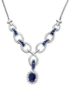 14k White Gold Necklace, Sapphire (2 Ct. T.w.) And Diamond (1/2 Ct. T.w) Toggle