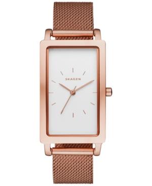 Skagen Women's Hagen Rose Gold-tone Stainless Steel Mesh Bracelet Watch 22x43mm Skw2466
