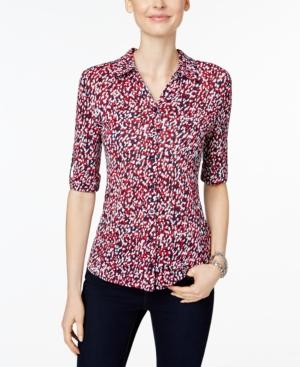 Charter Club Printed Roll-tab Shirt, Only At Macys