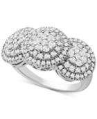 Diamond Triple Cluster Statement Ring (1 Ct. T.w.) In Sterling Silver