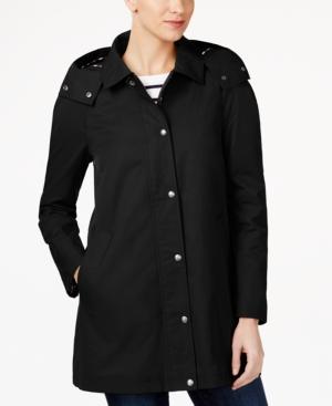 Tommy Hilfiger Water-resistant Hooded Snap-front Raincoat