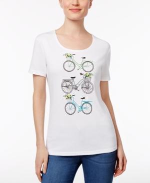 Karen Scott Embellished Bike Graphic Top, Only At Macy's