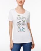 Karen Scott Embellished Bike Graphic Top, Only At Macy's