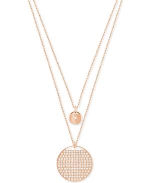 Swarovski Ginger Layered Polished And Pave Pendant Necklace