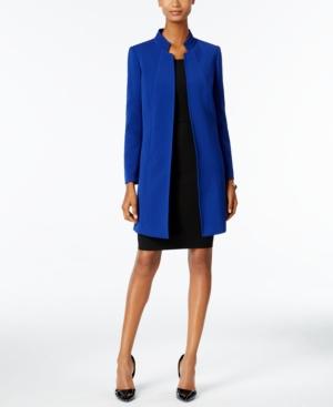 Tahari Asl Stand-collar Long Jacket