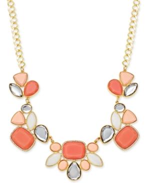 Inc International Concepts Gold-tone Pink Stone Geometric Collar Necklace, Only At Macy's