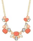 Inc International Concepts Gold-tone Pink Stone Geometric Collar Necklace, Only At Macy's