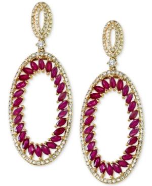 Effy Ruby (4-1/2 Ct. T.w.) And Diamond (1 Ct. T.w.) Drop Earrings In 14k Gold