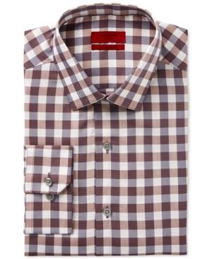 Alfani Red Fitted Performance Walnut Grey Gingham Dress Shirt, Only At Macy's