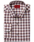 Alfani Red Fitted Performance Walnut Grey Gingham Dress Shirt, Only At Macy's