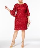 Alex Evenings Plus Size Embroidered Bell-sleeve Dress