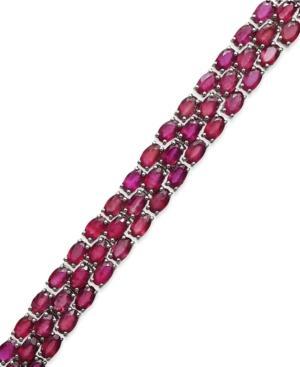 Ruby Three-row Bracelet In Sterling Silver (25 Ct. T.w.)
