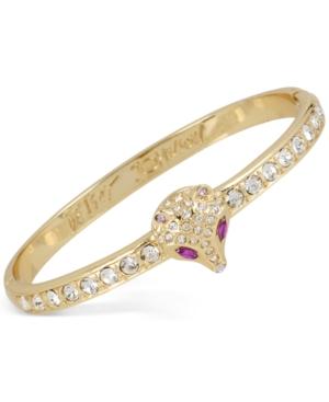 Betsey Johnson Gold-tone Crystal Fox Bangle Bracelet