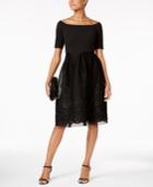Jessica Howard Embroidered Mesh Fit & Flare Dress