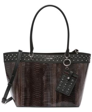 Calvin Klein Embellished Susan Python Tote