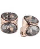 Anne Klein Rose Gold-tone Crystal Clip-on Button Earrings