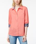 Tommy Hilfiger Cotton Roll-tab-sleeve Shirt, Created For Macy's
