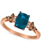 Le Vian Deep Sea Blue Topaz (1-1/2 Ct. T.w.) & Vanilla And Chocolate Diamond (1/6 Ct. T.w.) Ring In 14k Rose Gold (also Available In Green Apple Peridot)