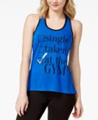 Material Girl Active Juniors' Gym Checklist Foil Graphic Tank Top, Only At Macy's