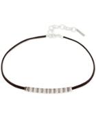 Nine West Tri-tone Leather Metallic Bead Choker Necklace