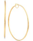 Textured Large Skinny Hoop Earrings In 14k Gold