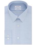 Calvin Klein Men's Steel Slim-fit Non-iron Performance Stretch Blue Check Dress Shirt