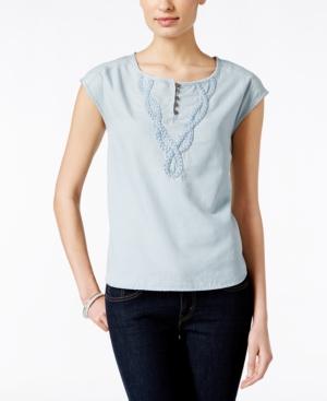 Vintage America Cap-sleeve Denim Top