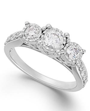 Trumiracle Diamond Three-stone Ring In 14k White Gold (1 Ct. T.w.)