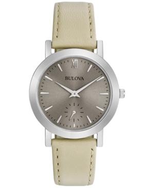 Bulova Women's Off-white Leather Strap Watch 32mm 96l233