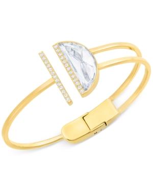 Swarovski Gold-tone Crystal Hinged Bangle Bracelet