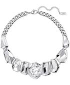 Swarovski Silver-tone Oval Crystal And Metallic Statement Necklace