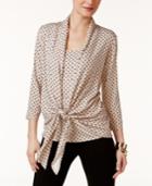 Ny Collection Printed Tie-front Blouse