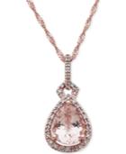 Morganite (2 Ct. T.w.) & Diamond (1/6 Ct. T.w.) Pendant Necklace In 10k Rose Gold