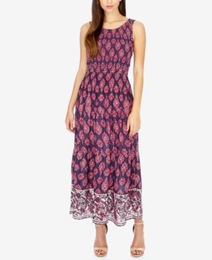 Lucky Brand Printed Smocked Maxi Dress