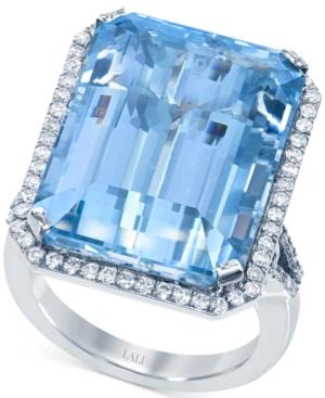 Lali Jewels Aquamarine (20-1/2 Ct. T.w.) And Diamond (7/8 Ct. T.w.) Ring In 18k White Gold