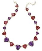 Charter Club Gold-tone Purple And Red Colored Stone Statement Necklace, Only At Macy's