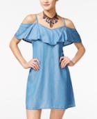 American Rag Denim Ruffled Cold-shoulder Dress, Only At Macy's