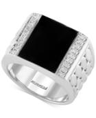 Effy Men's Onyx (5 Ct. T.w.) And Diamond (3/10 Ct. T.w.) Woven Ring In Sterling Silver