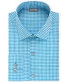 Kenneth Cole Reaction Men's Techni-cole Slim-fit Stretch Opal Blue Check Dress Shirt