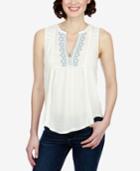Lucky Brand Lace-trim Embroidered Top