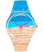 Swatch Unisex Swiss Blue Pine Semi-transparent Multicolor Print Silicone Strap Watch 41mm Suok706