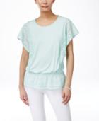Style & Co Petite Lace-panel Peplum Top, Only At Macy's