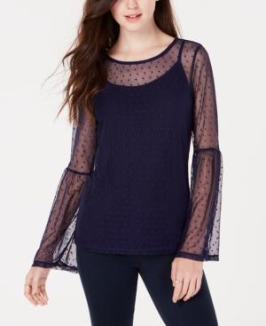 Ultra Flirt By Ikeddi Juniors' Mesh Bell-sleeve Top