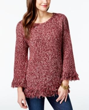 G.h. Bass & Co. Three-quarter-sleeve Fringe Sweater