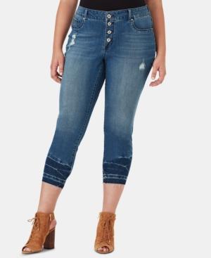 Jessica Simpson Juniors' Plus Size Kiss Me Button-fly Super Skinny Jeans